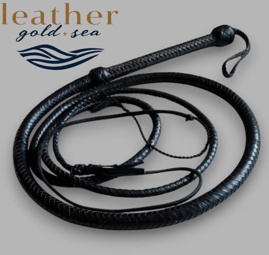 Cowboy Whip – Handmade Black Leather Bullwhip