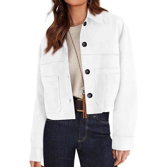 European And American Style Women Faux Suede Short Jacket Casual Lightweight Autumn Fashion