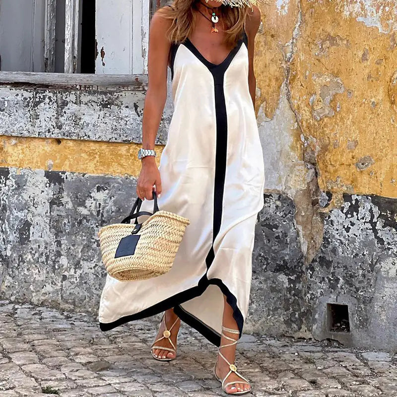 Women's Casual Solid Color V-neck Midi Dress