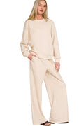 Zenana Scuba Crewneck Pullover and Pants Set