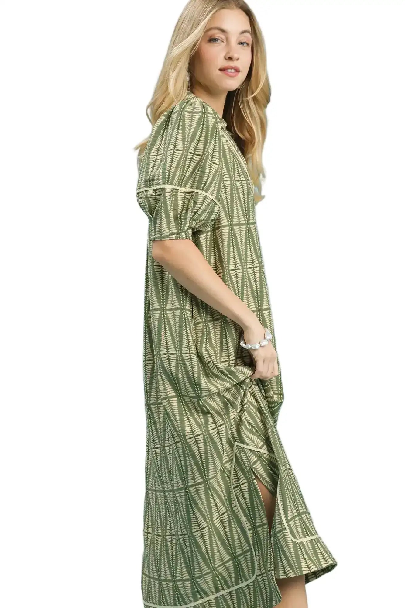 Umgee Geometric Print Midi Dress