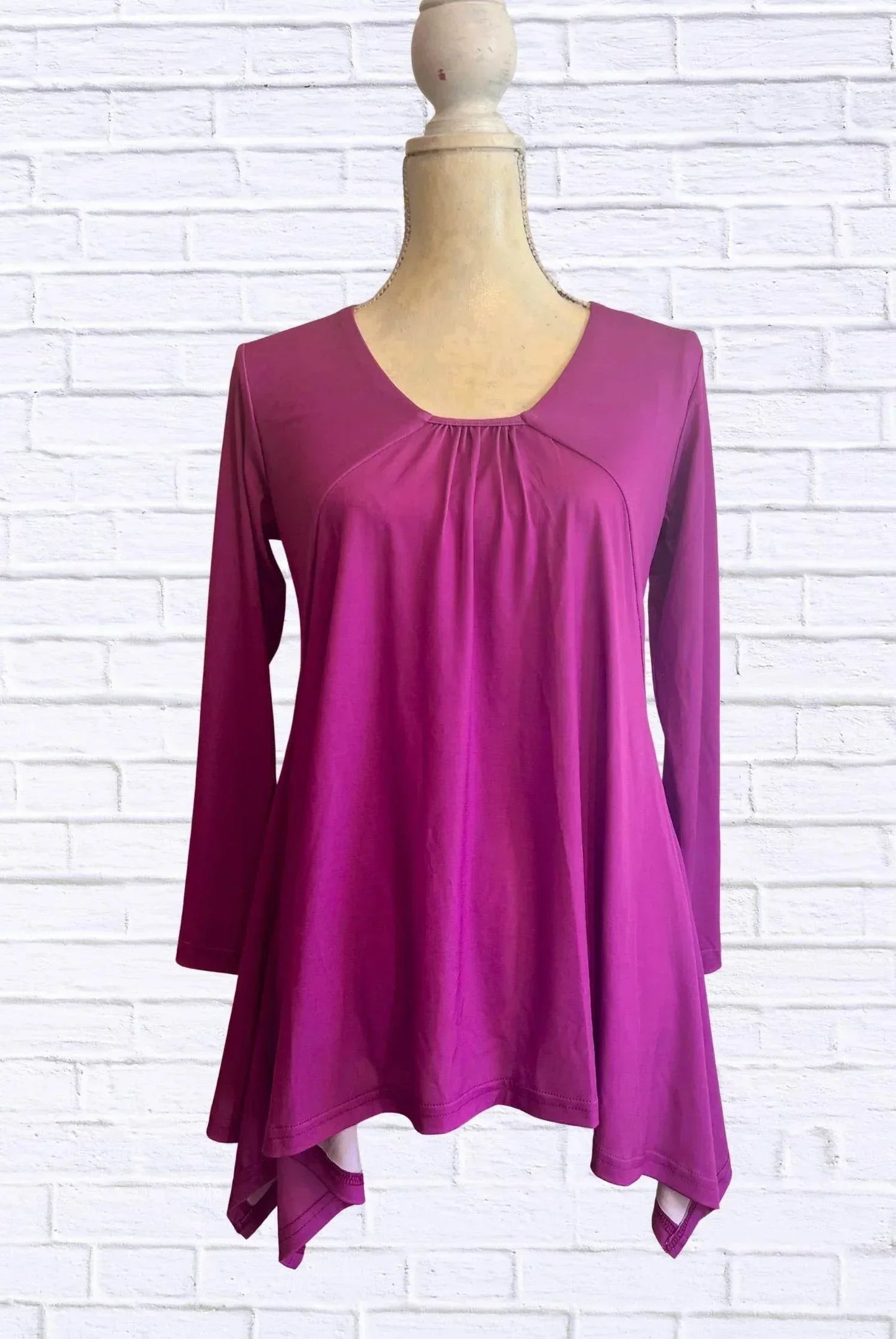 Sibella Pleated Front Long Sleeve Blouse