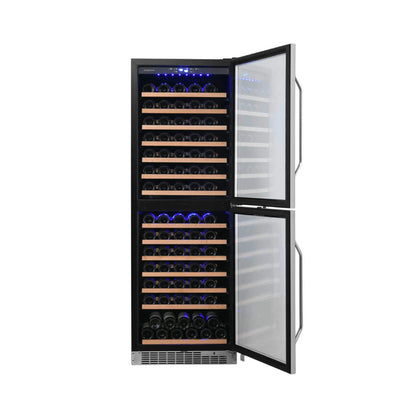 Edgestar 24-Inch 142 Bottle Built-In Dual Zone Double Door Wine Cooler With Door Lock [CWR1553DD] (SAK30742)