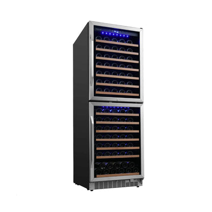 Edgestar 24-Inch 142 Bottle Built-In Dual Zone Double Door Wine Cooler With Door Lock [CWR1553DD] (SAK30742)