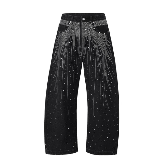 NOIR FLORAL RHINESTONE DENIM