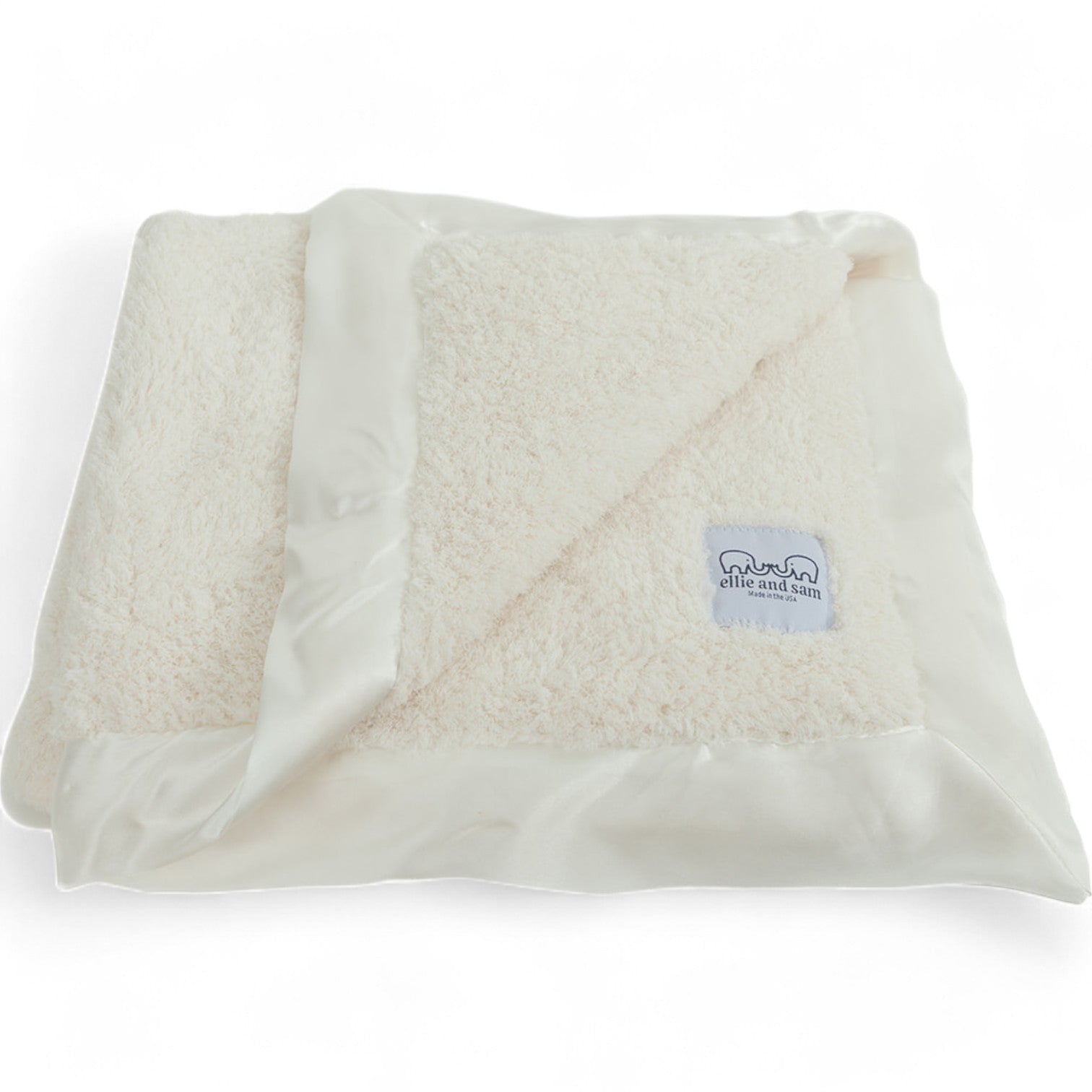 Classic Chenille Baby Blanket with Satin Trim - Ivory