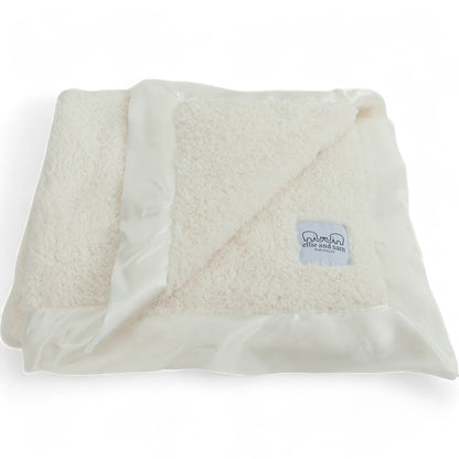 Classic Chenille Baby Blanket with Satin Trim - Ivory