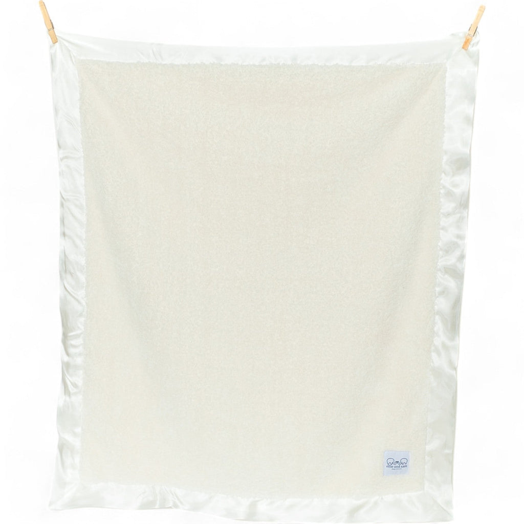 Classic Chenille Baby Blanket with Satin Trim - Ivory