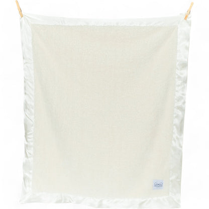 Classic Chenille Baby Blanket with Satin Trim - Ivory