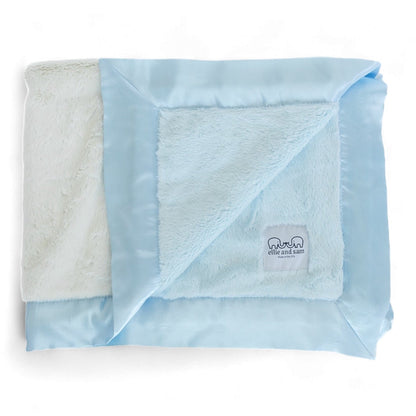 Luxury Duo Baby Blanket with Satin Trim - Blue/Ivory