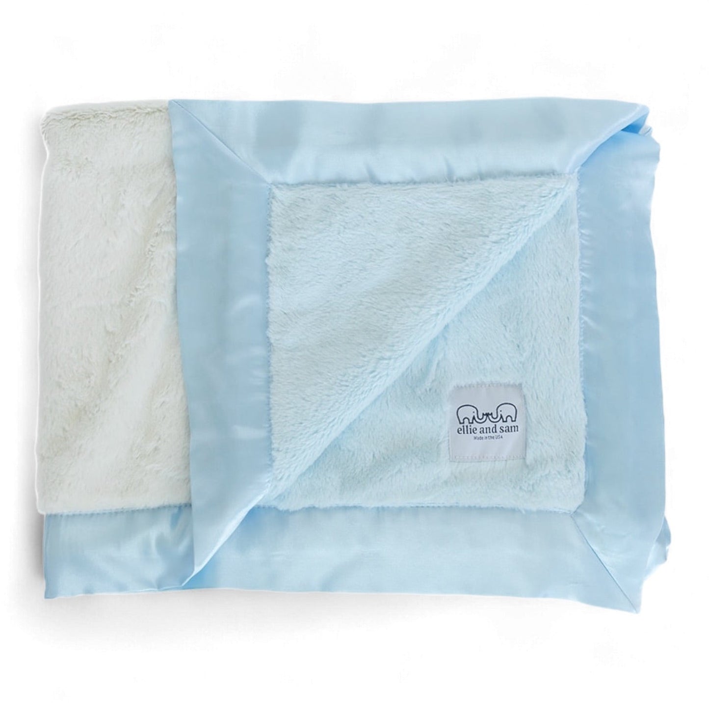 Luxury Duo Baby Blanket with Satin Trim – Luxe | Blue-Ivory