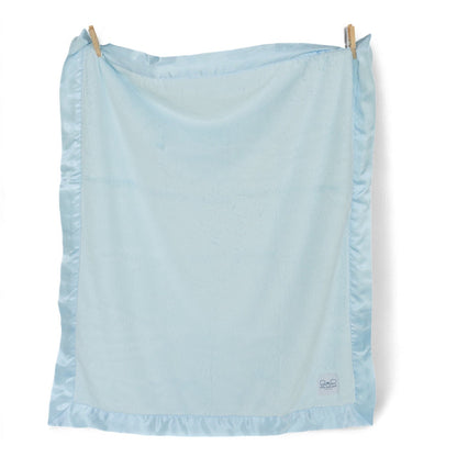 Luxury Duo Baby Blanket with Satin Trim - Blue/Ivory