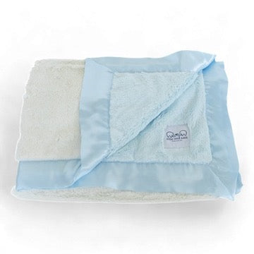 Luxury Duo Baby Blanket with Satin Trim – Luxe | Blue-Ivory
