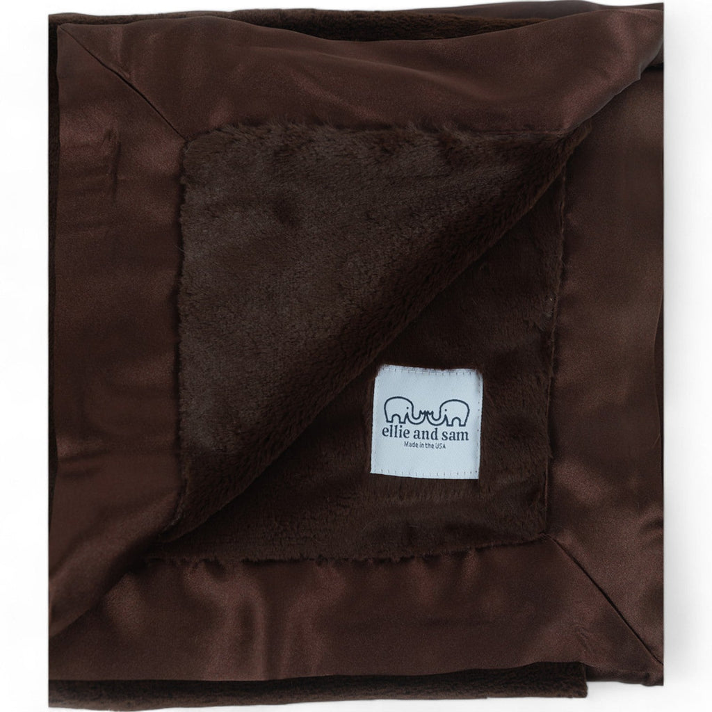 Luxury Baby Blanket with Satin Trim - Chocolate