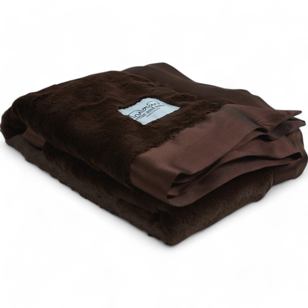Luxury Baby Blanket with Satin Trim - Chocolate