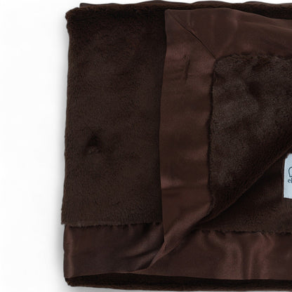 Luxury Baby Blanket with Satin Trim – Luxe | Chocolate