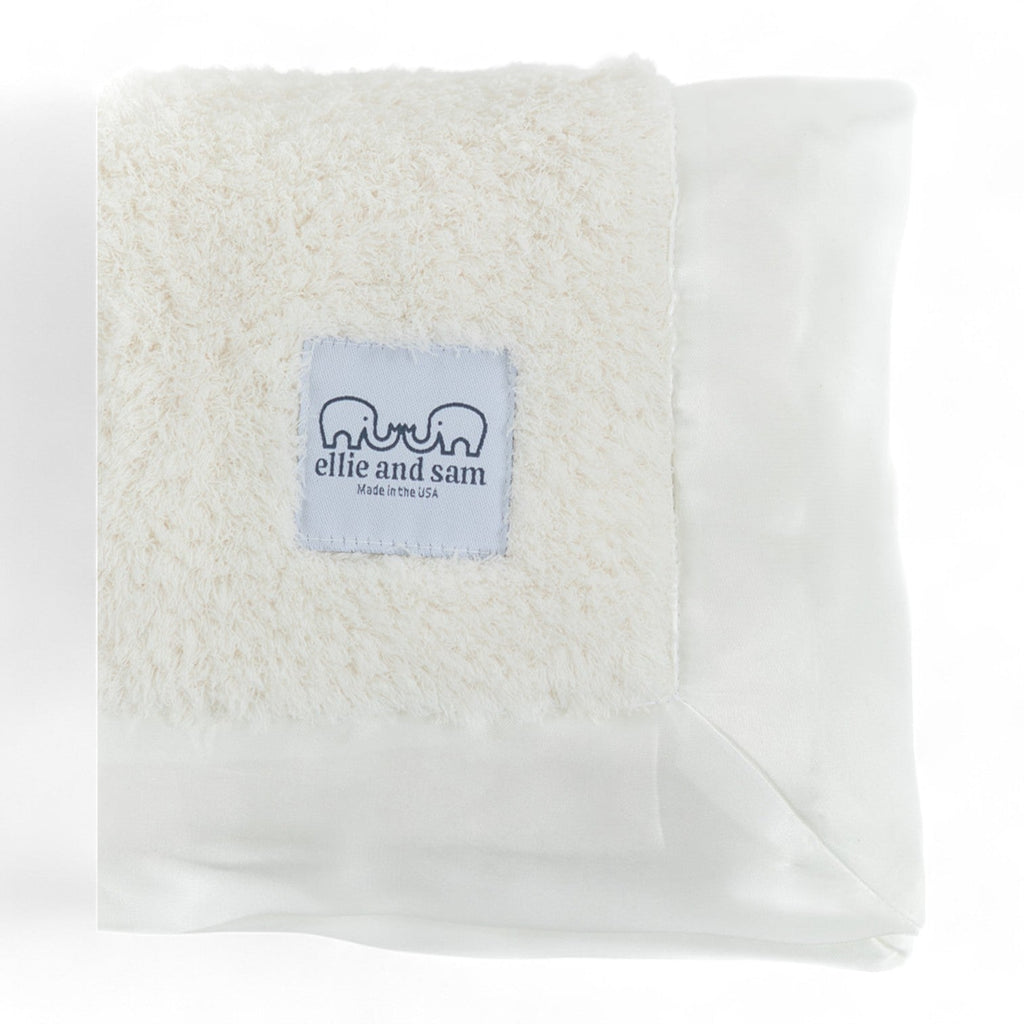 Classic Chenille Lovey Security Blanket with Satin Trim - Ivory