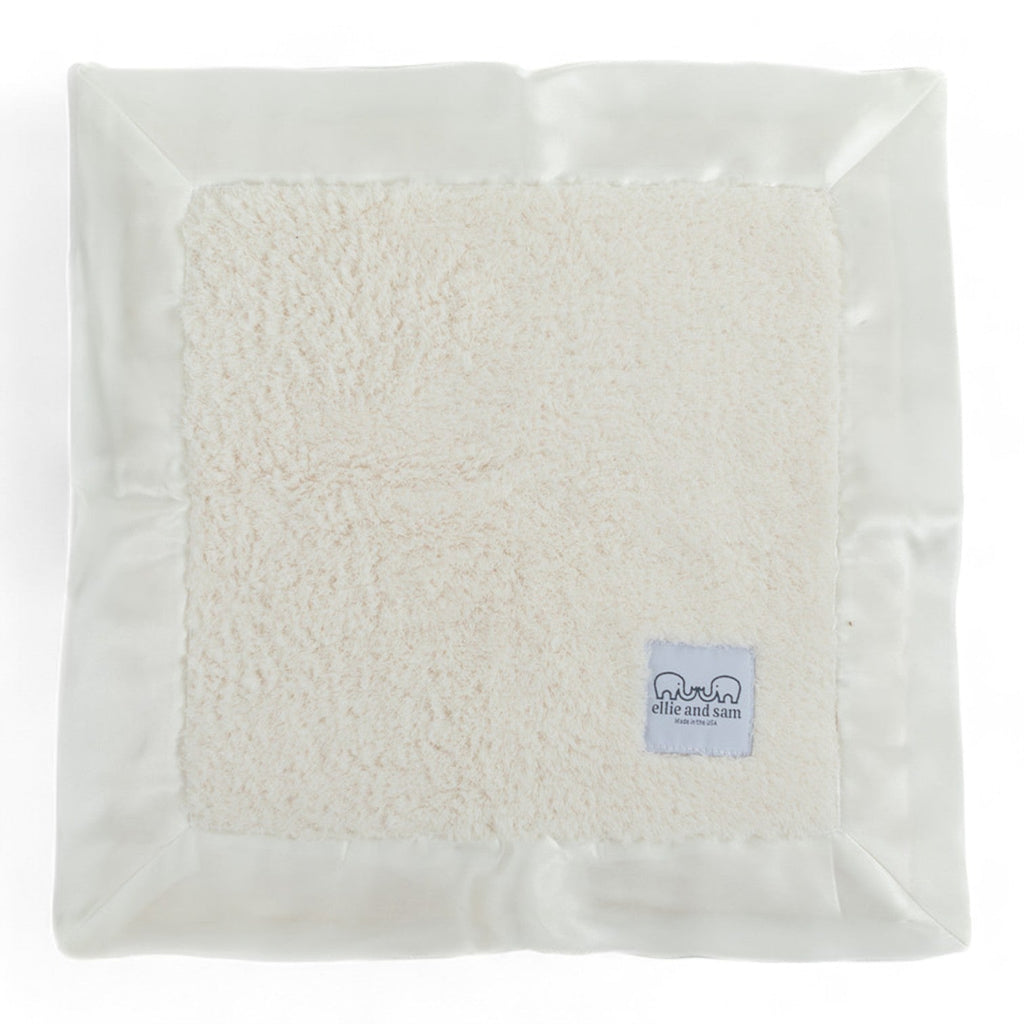 Classic Chenille Lovey Security Blanket with Satin Trim - Ivory