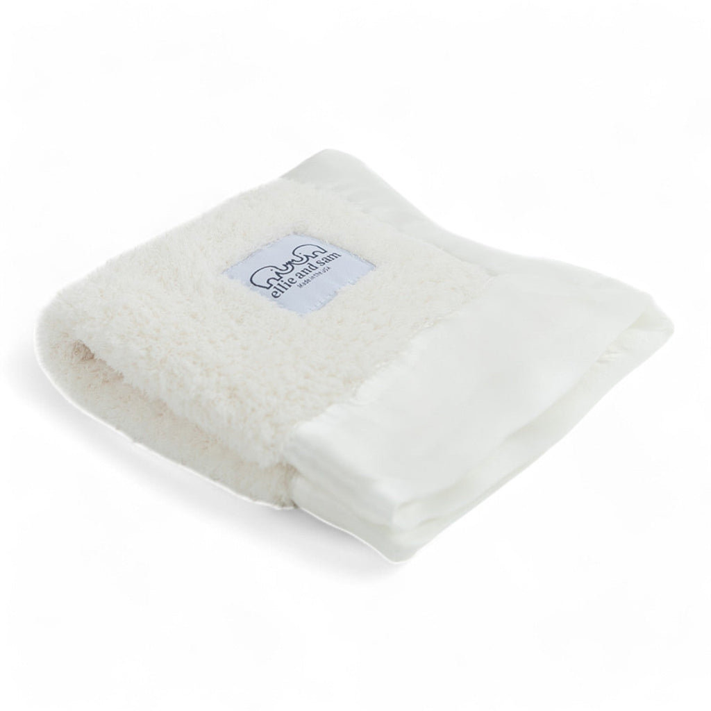 Classic Chenille Lovey Security Blanket with Satin Trim - Ivory