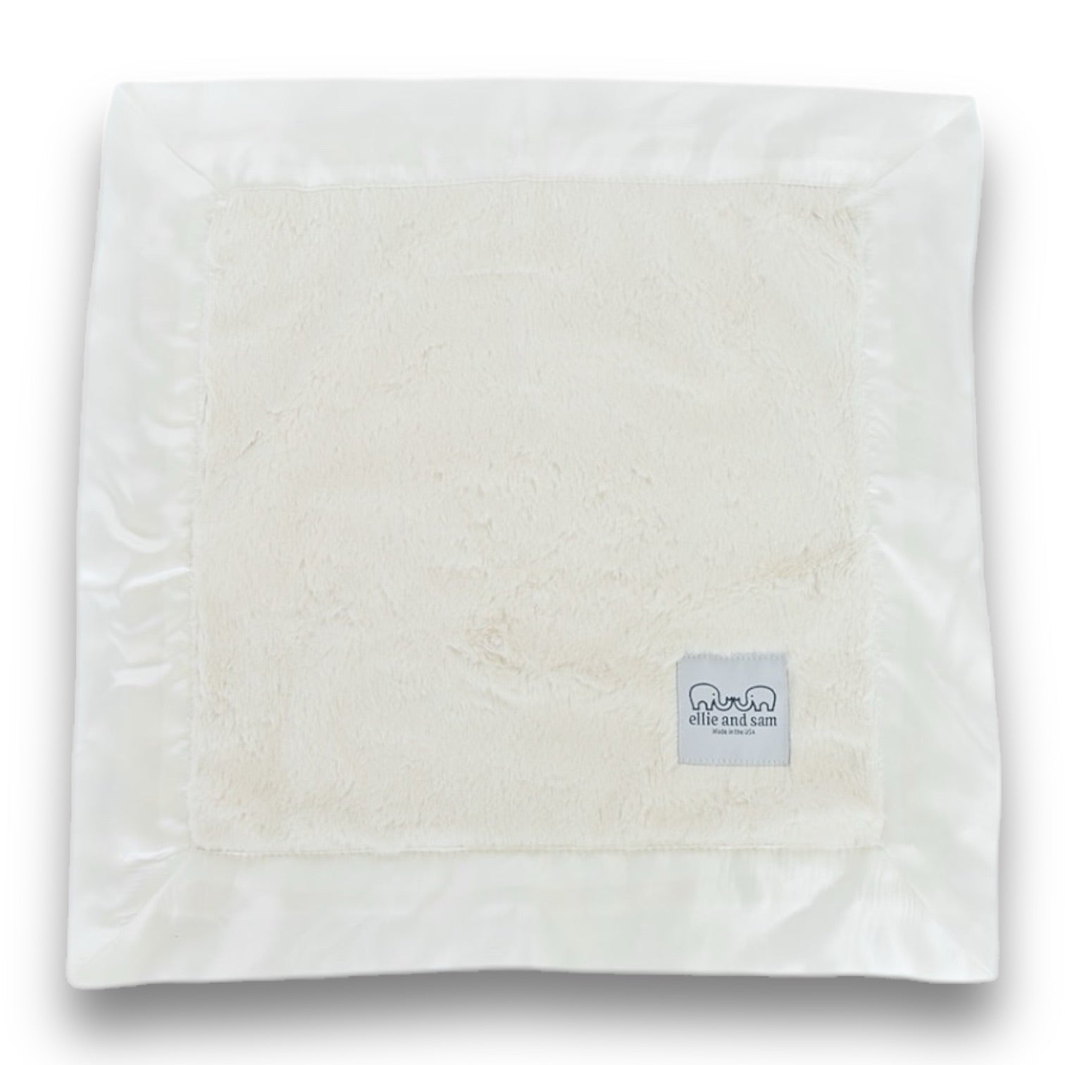 Luxury Baby Lovey Security Blanket with Satin Trim - Ivory