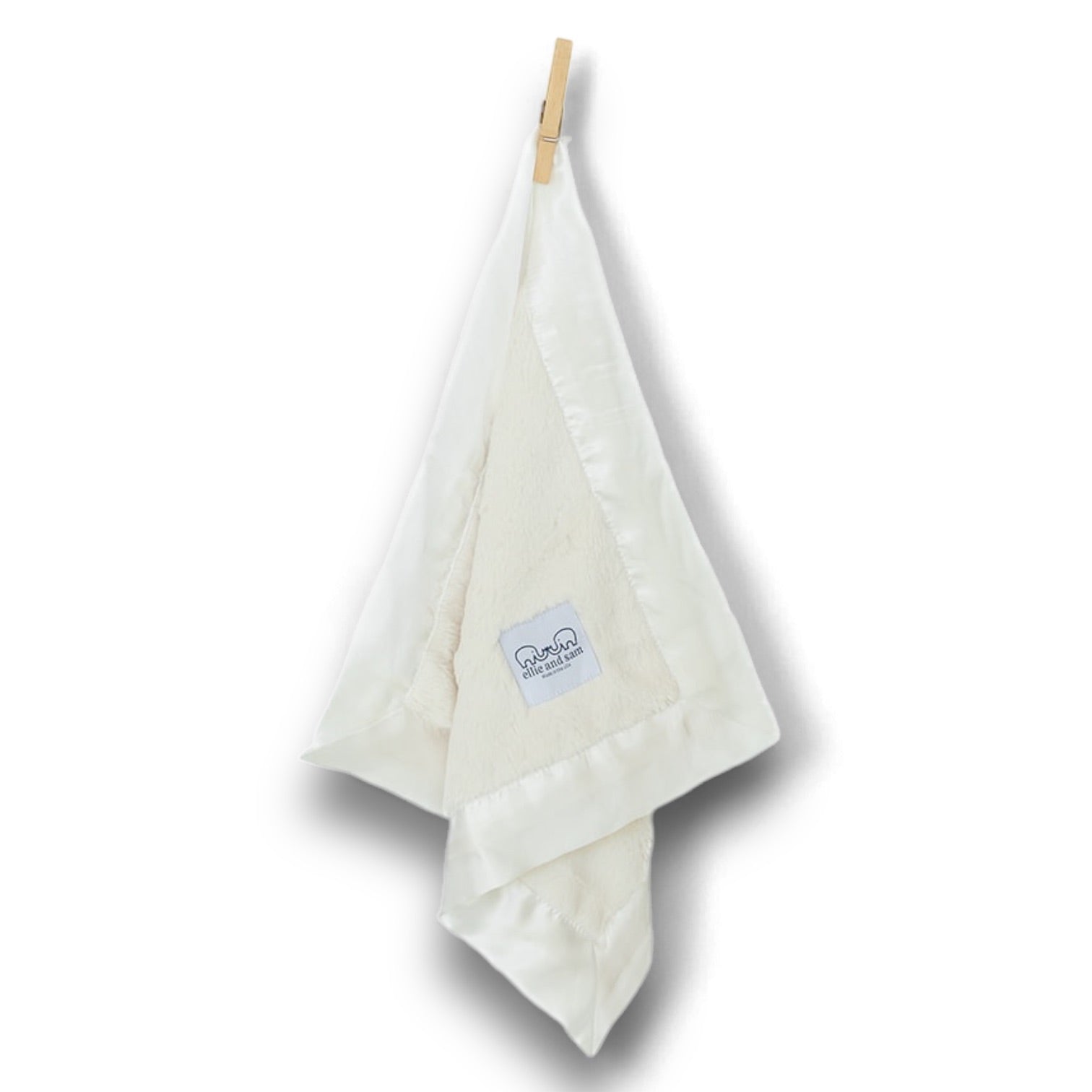 Luxury Baby Lovey Security Blanket with Satin Trim - Ivory