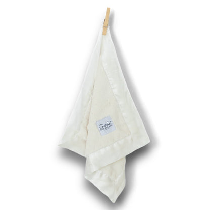 Luxury Baby Lovey Security Blanket with Satin Trim - Ivory