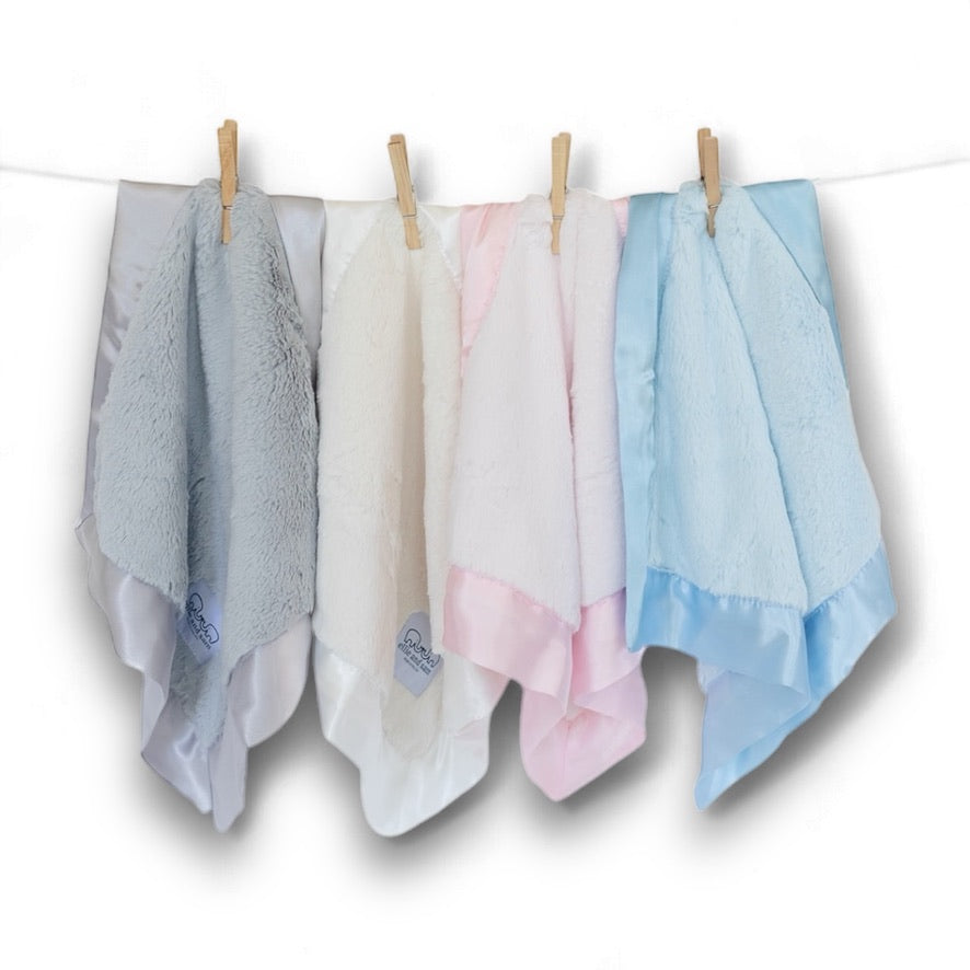 Luxury Baby Lovey Security Blanket with Satin Trim - Pink