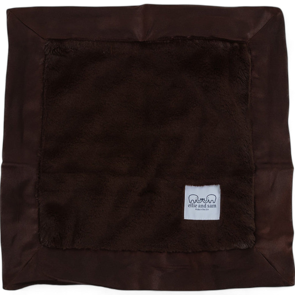 Luxury Baby Lovey Security Blanket with Satin Trim – Chocolate