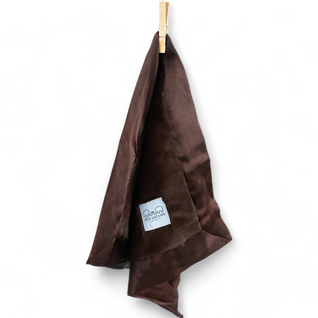 Luxury Baby Lovey Security Blanket with Satin Trim – Chocolate