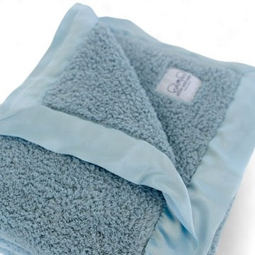 Chenille Baby Blanket with Satin Trim - Classic | Powder Blue
