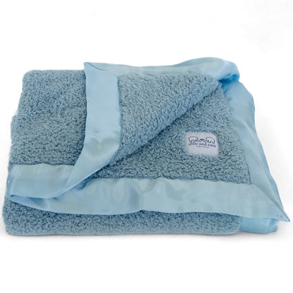 Chenille Baby Blanket with Satin Trim - Classic | Powder Blue