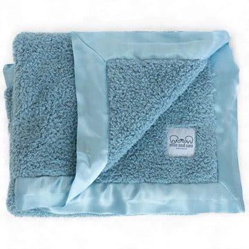 Chenille Baby Blanket with Satin Trim - Classic | Powder Blue