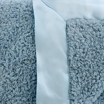 Chenille Baby Blanket with Satin Trim - Classic | Powder Blue