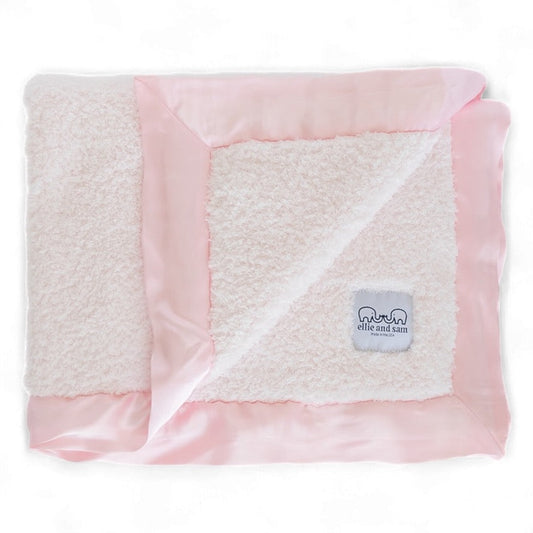 Classic Chenille Baby Blanket with Satin Trim - Pink