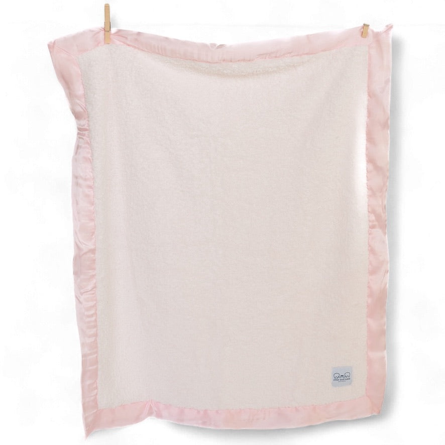 Classic Chenille Baby Blanket with Satin Trim - Pink