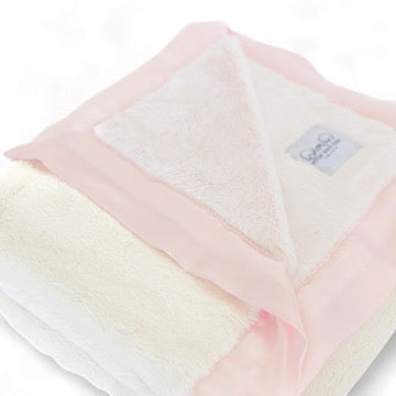 Luxury Duo Baby Blanket with Satin Trim - Pink/Ivory