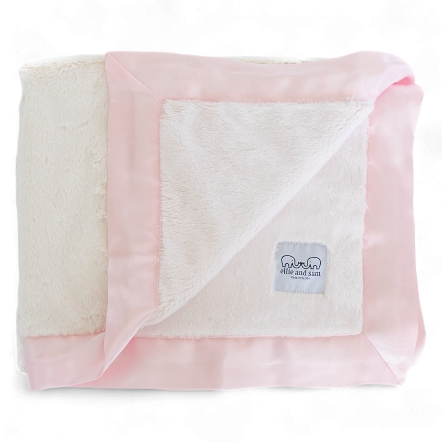 Luxury Duo Baby Blanket with Satin Trim - Pink/Ivory