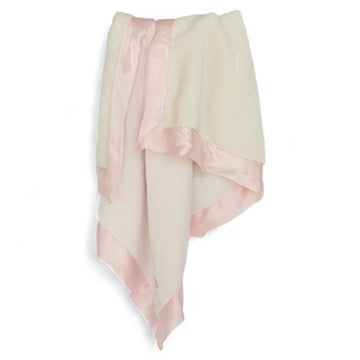 Luxury Duo Baby Blanket with Satin Trim - Pink/Ivory