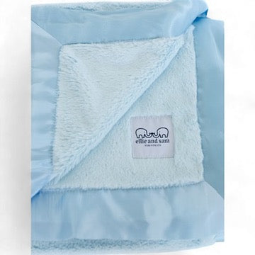 Luxury Baby Blanket with Satin Trim – Luxe | Blue
