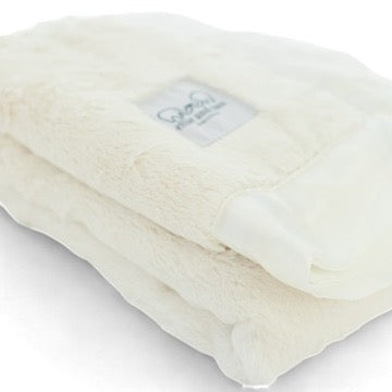 Luxury Baby Blanket with Satin Trim - Ivory