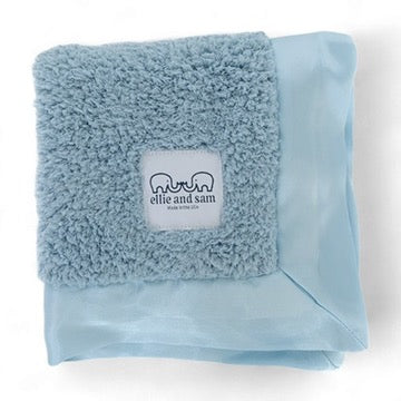 Classic Chenille Lovey Security Blanket with Satin Trim – Powder Blue