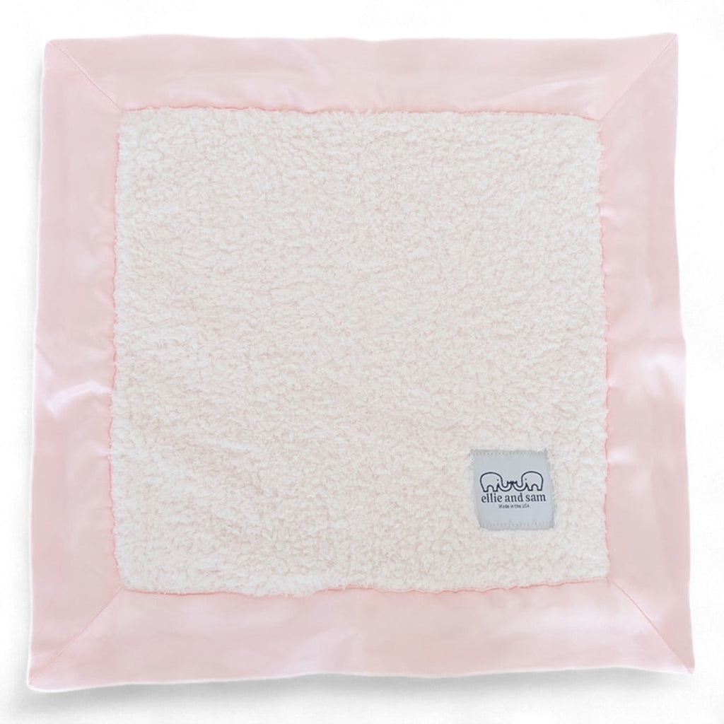 Classic Chenille Lovey Security Blanket with Satin Trim – Pink