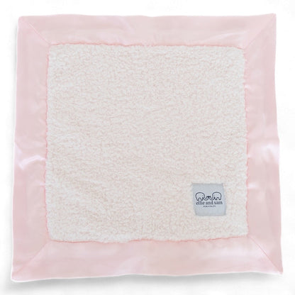 Classic Chenille Lovey Security Blanket with Satin Trim – Pink