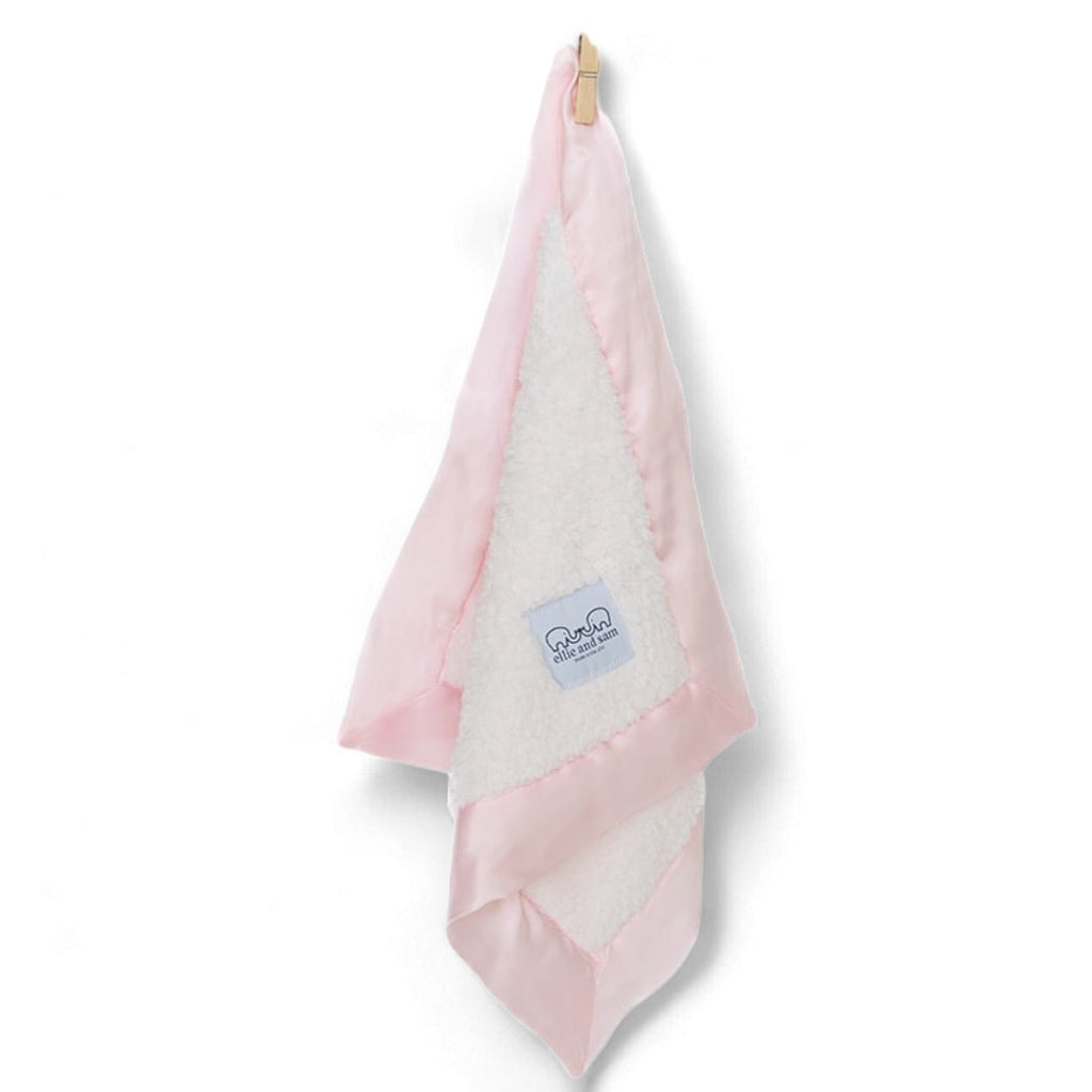 Classic Chenille Lovey Security Blanket with Satin Trim – Pink