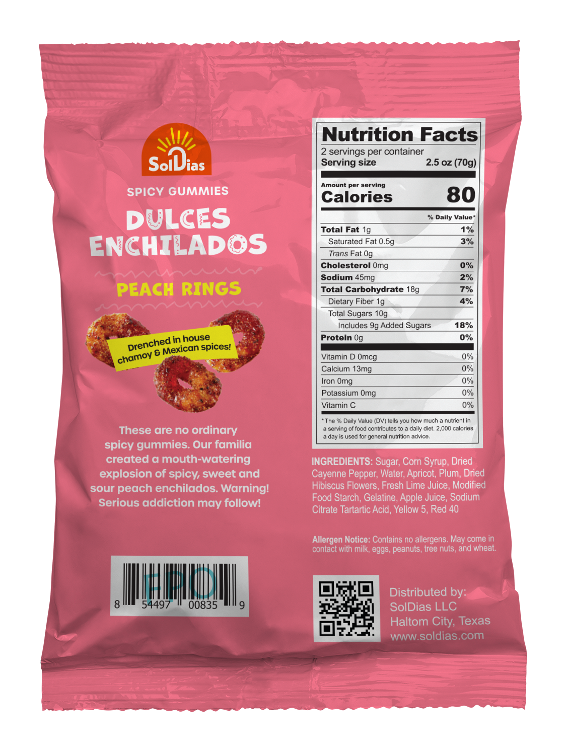 Dulces Enchilados - Spicy Peach Rings 5 oz