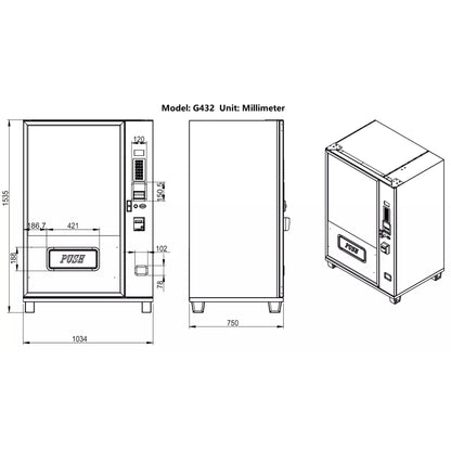 Epx 5FT Snacks And Drinks Combo Vending Machine With Dual Zone Refrigeration And Bill Acceptor [G432] (SAK76984)
