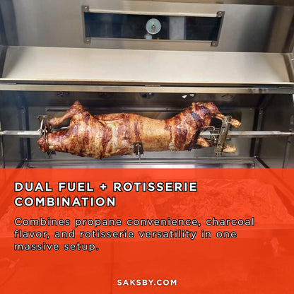 Extra-Large Stainless Steel Propane And Charcoal BBQ Rotisserie (SAK14873)