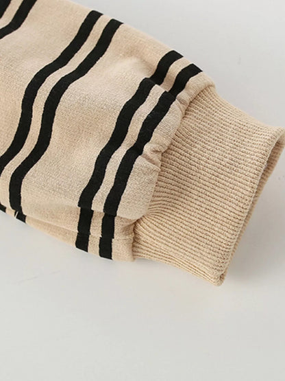 Toddler Boys Striped Bear Crew Neck Sweatshirt