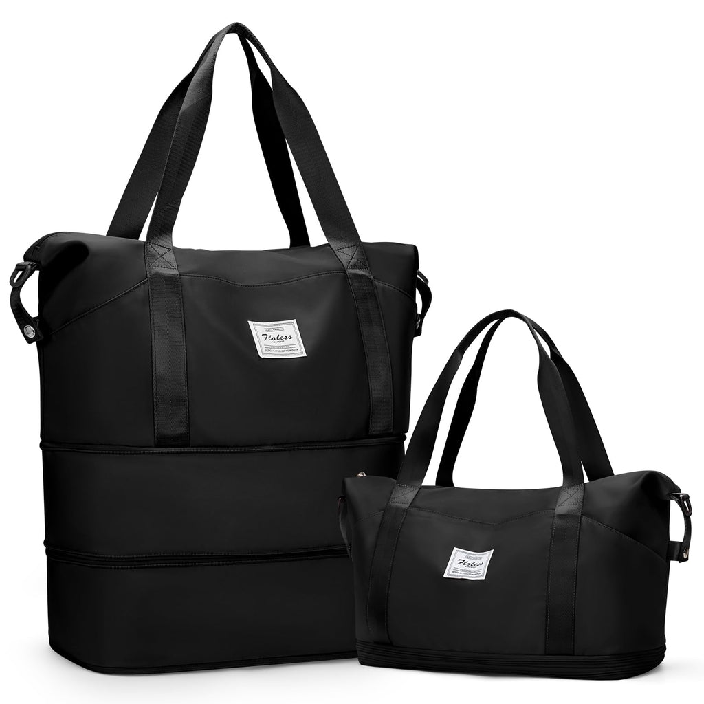 Waterproof Expandable Travel Duffle Bag for Men and Women - Black