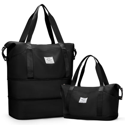 Waterproof Expandable Travel Duffle Bag for Men and Women - Black